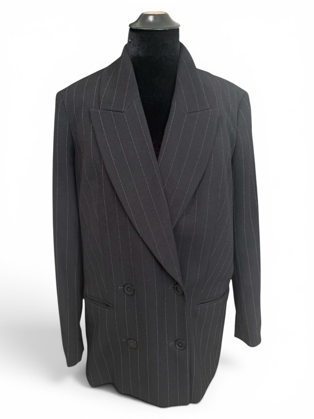Express Pinstripe Double Breasted Oversized Boyfriend Blazer